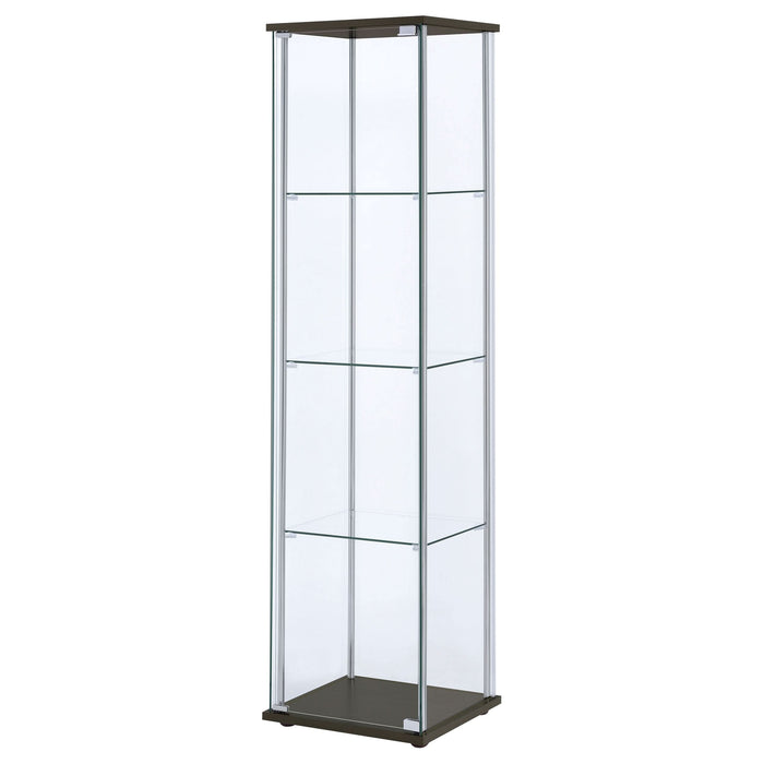 Bellatrix 4-shelf Clear Glass Curio Cabinet Cappuccino - Walo Furniture 