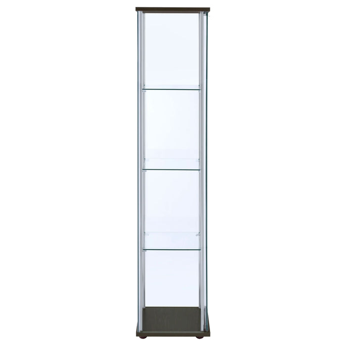 Bellatrix 4-shelf Clear Glass Curio Cabinet Cappuccino - Walo Furniture 