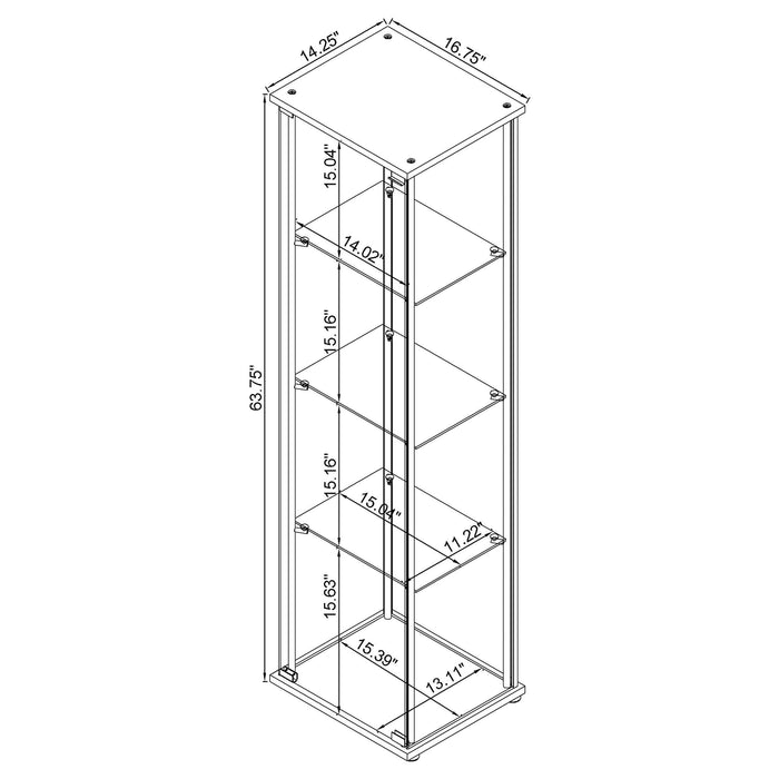 Bellatrix 4-shelf Clear Glass Curio Cabinet Cappuccino - Walo Furniture 