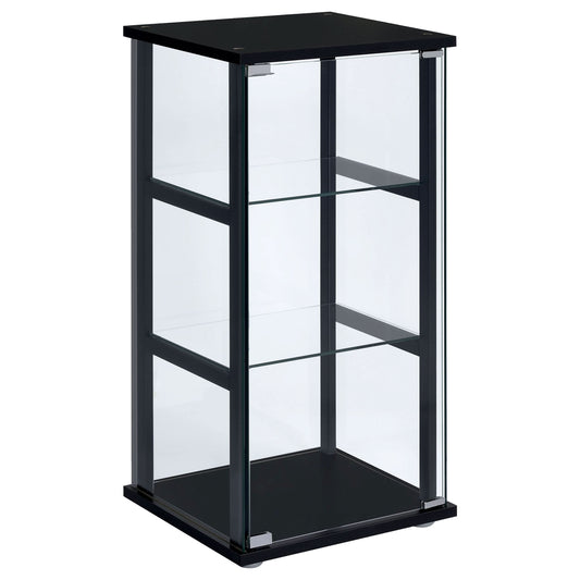 Cyclamen 3-shelf Clear Glass Curio Display Cabinet Black - Walo Furniture 