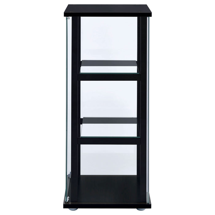 Cyclamen 3-shelf Clear Glass Curio Display Cabinet Black - Walo Furniture 