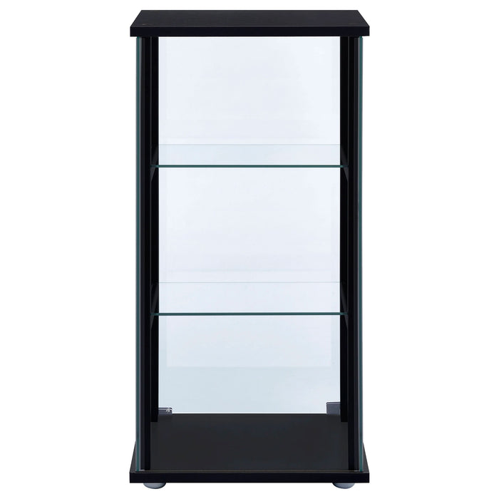 Cyclamen 3-shelf Clear Glass Curio Display Cabinet Black - Walo Furniture 