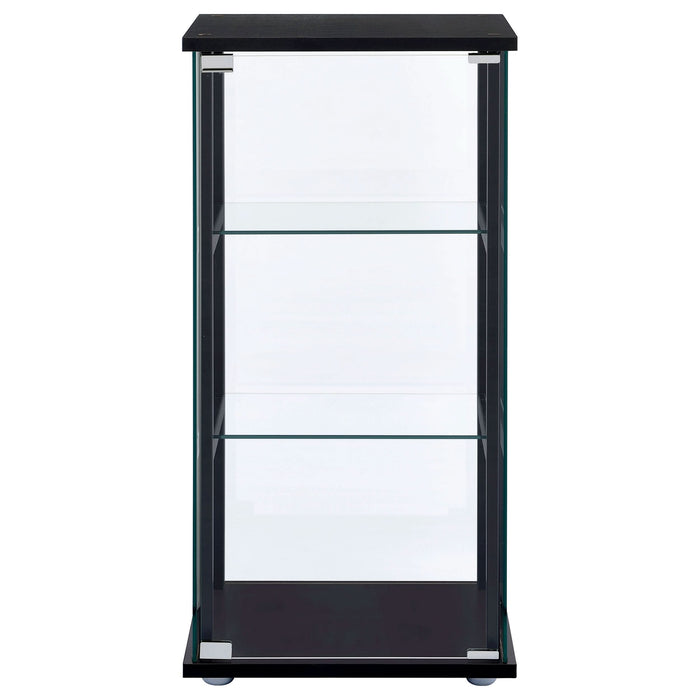 Cyclamen 3-shelf Clear Glass Curio Display Cabinet Black - Walo Furniture 