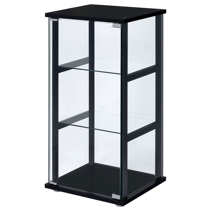 Cyclamen 3-shelf Clear Glass Curio Display Cabinet Black - Walo Furniture 