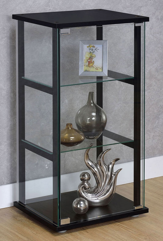 Cyclamen 3-shelf Clear Glass Curio Display Cabinet Black - Walo Furniture 