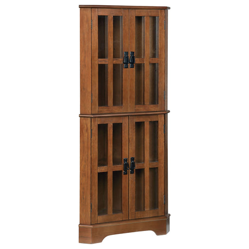 Coreosis 4-door Wood Corner Curio Cabinet Golden Brown - Walo Furniture 