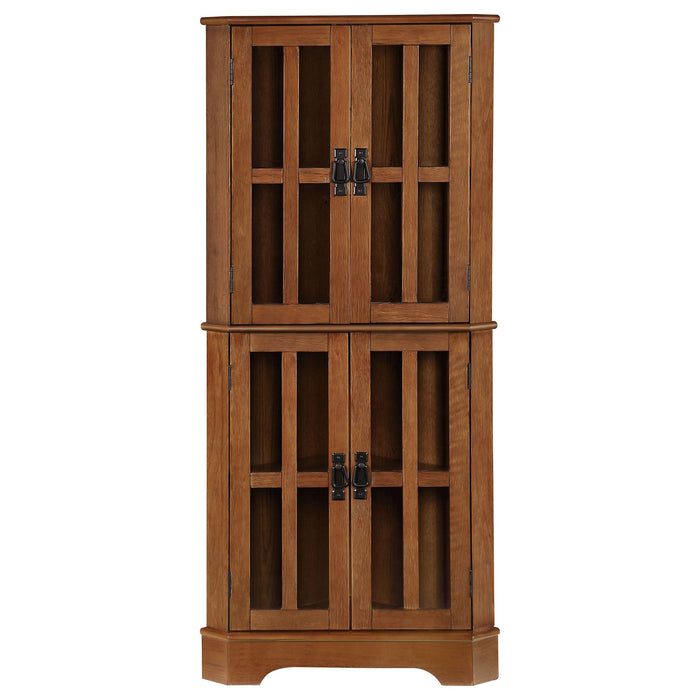 Coreosis 4-door Wood Corner Curio Cabinet Golden Brown - Walo Furniture 