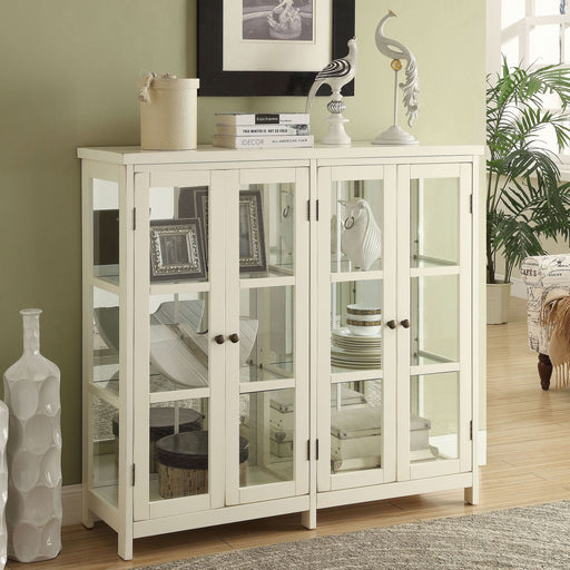 Sable 4-door Wood Accent Storage Display Cabinet Off White - Walo Furniture 