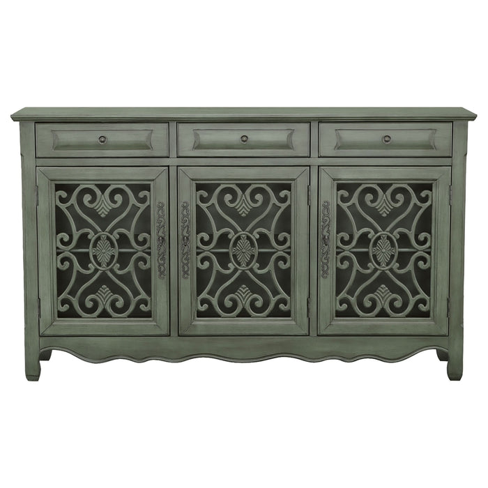 Madeline 3-drawer Scrollwork Accent Cabinet Antique Green - Walo Furniture 