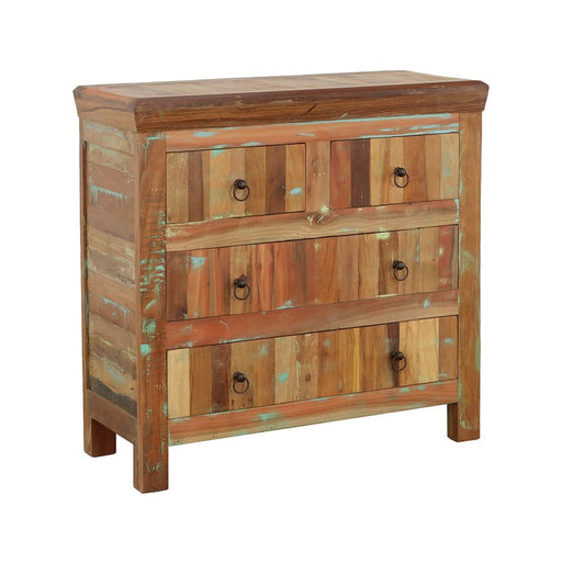 Harper 4-drawer Solid Reclaimed Wood Accent Cabinet Brown - Walo Furniture 