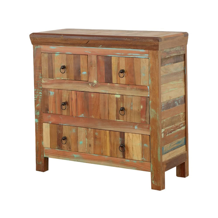 Harper 4-drawer Solid Reclaimed Wood Accent Cabinet Brown - Walo Furniture 