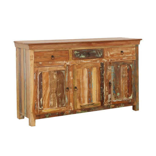 Harper 3-door Solid Reclaimed Wood Accent Cabinet Brown - Walo Furniture 