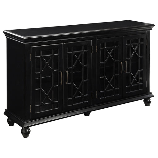 Kovu 4-door Wood Lattice Storage Accent Cabinet Black - Walo Furniture 