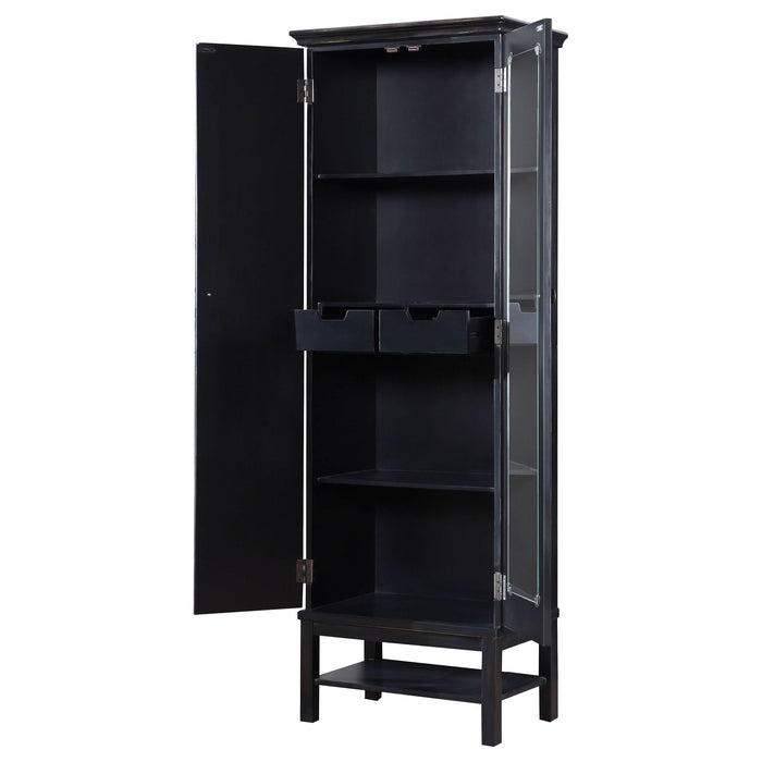 Lovegood 2-door Wood Tall Storage Cabinet Black and Brown - Walo Furniture 