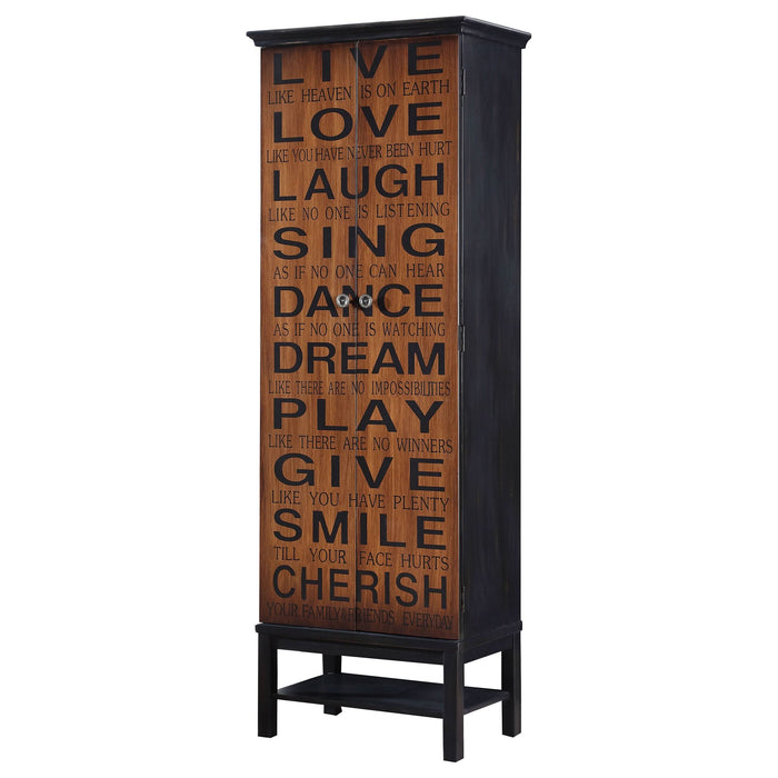 Lovegood 2-door Wood Tall Storage Cabinet Black and Brown - Walo Furniture 