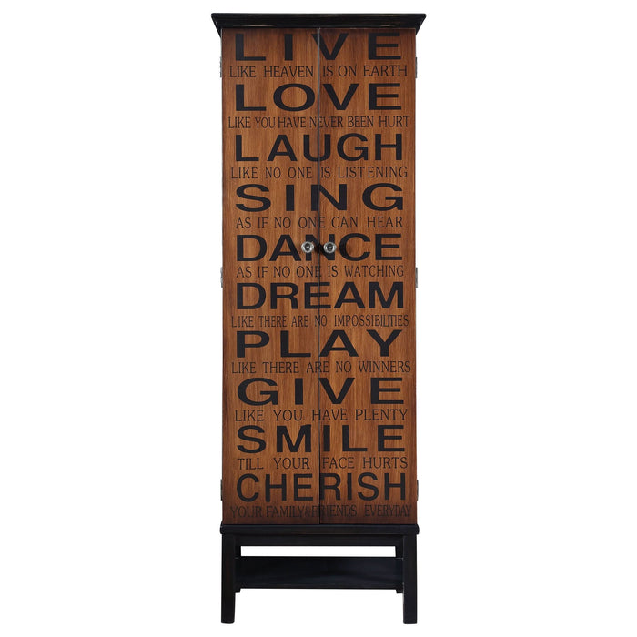 Lovegood 2-door Wood Tall Storage Cabinet Black and Brown - Walo Furniture 