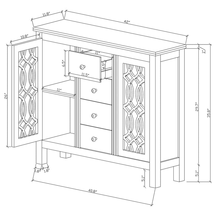 Rue 4-drawer Wood Trellis Accent Storage Cabinet Blue - Walo Furniture 