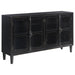 Sylvia 4-door Wood Lattice Accent Storage Cabinet Black - Walo Furniture 