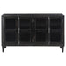 Sylvia 4-door Wood Lattice Accent Storage Cabinet Black - Walo Furniture 