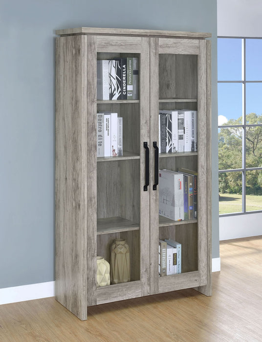 Alejo 2-door Engineered Wood Tall Cabinet Grey Driftwood - Walo Furniture 