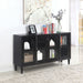 Sylvia 4-door Wood Lattice Accent Storage Cabinet Black - Walo Furniture 