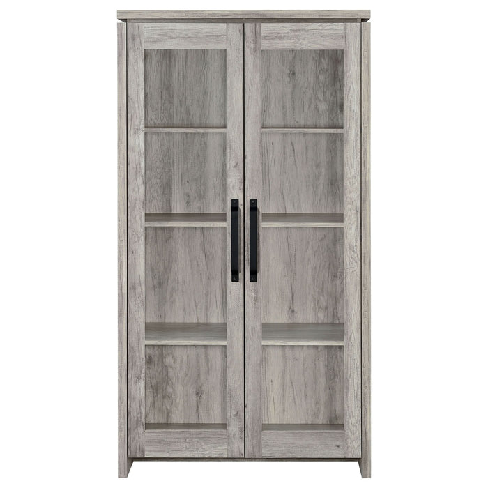 Alejo 2-door Engineered Wood Tall Cabinet Grey Driftwood - Walo Furniture 