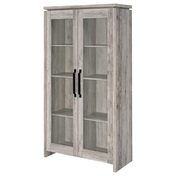 Alejo 2-door Engineered Wood Tall Cabinet Grey Driftwood - Walo Furniture 