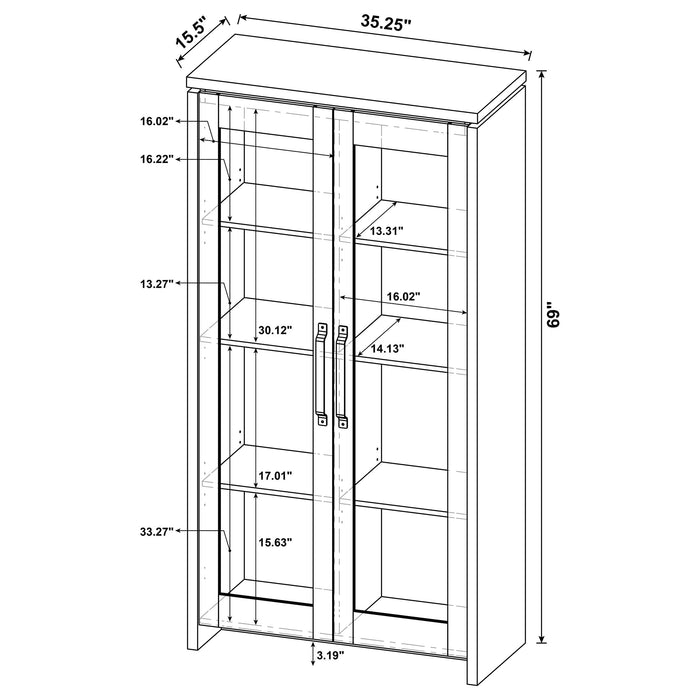 Alejo 2-door Engineered Wood Tall Cabinet Grey Driftwood - Walo Furniture 