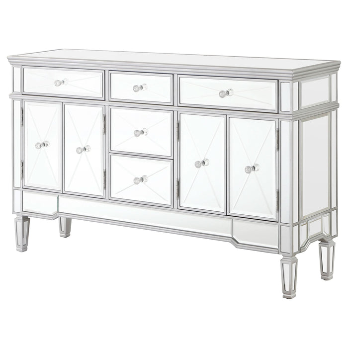 Duchess 5-drawer Mirrored Storage Accent Cabinet Silver - Walo Furniture 