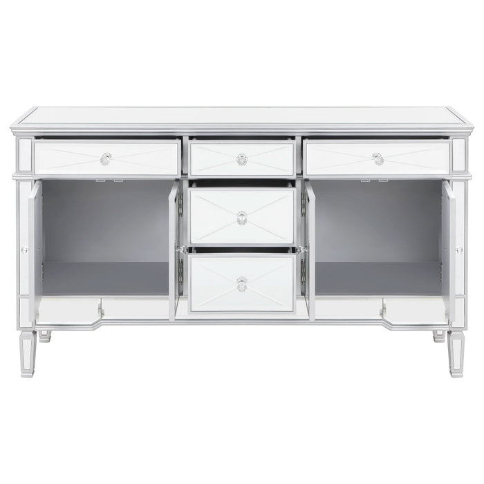 Duchess 5-drawer Mirrored Storage Accent Cabinet Silver - Walo Furniture 