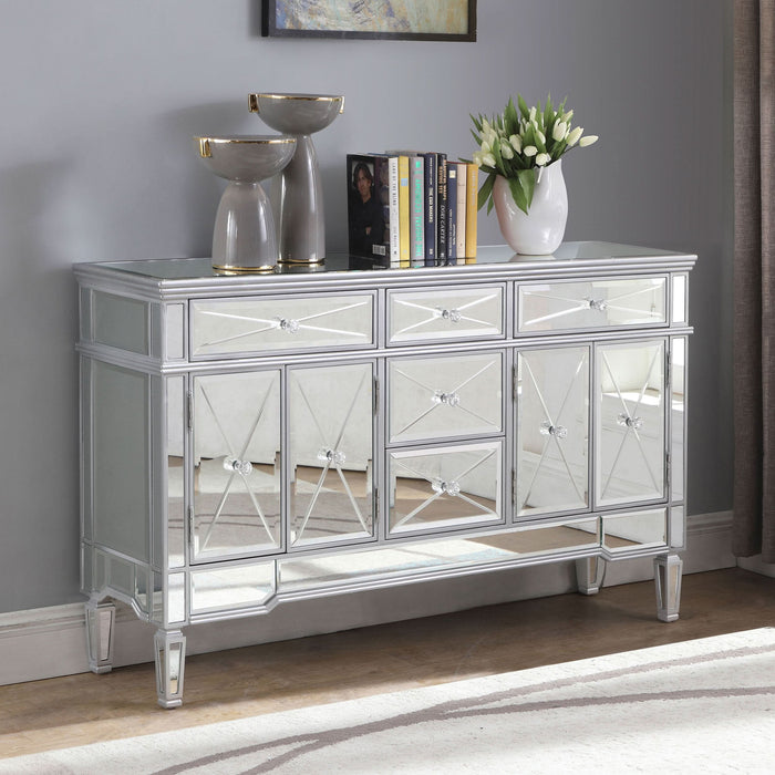 Duchess 5-drawer Mirrored Storage Accent Cabinet Silver - Walo Furniture 