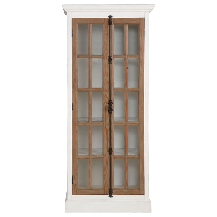 Tammi 2-door Wood Tall Cabinet Distressed White and Brown - Walo Furniture 