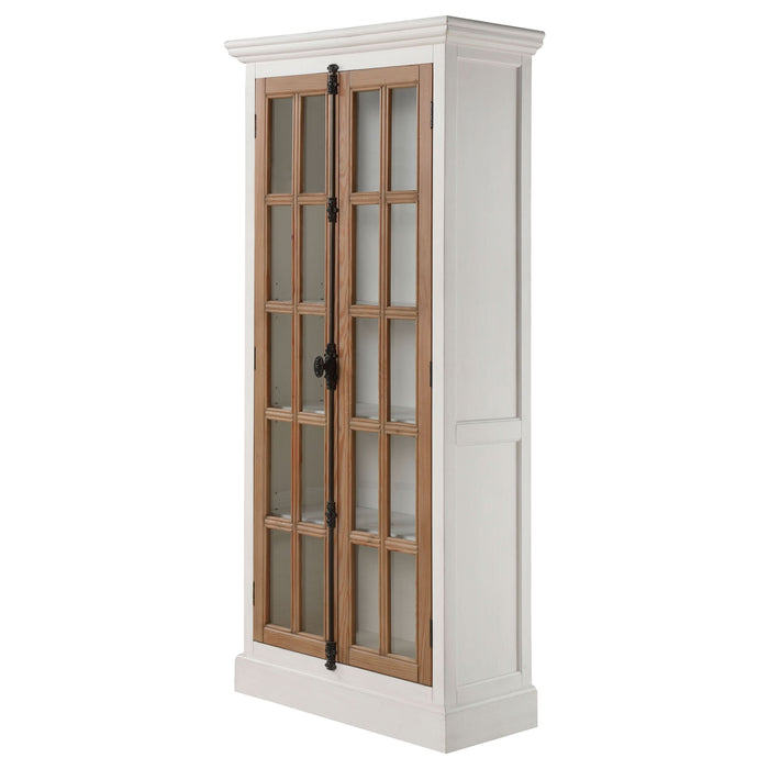 Tammi 2-door Wood Tall Cabinet Distressed White and Brown - Walo Furniture 