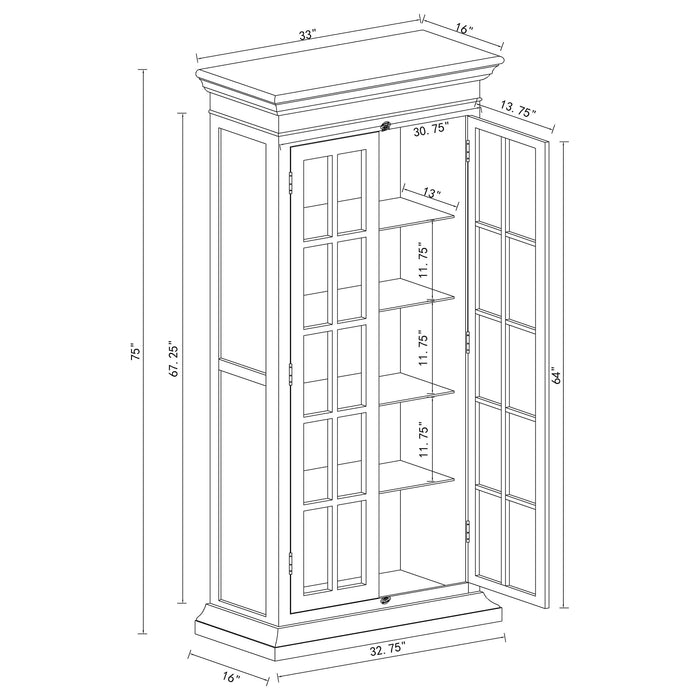 Tammi 2-door Wood Tall Cabinet Distressed White and Brown - Walo Furniture 