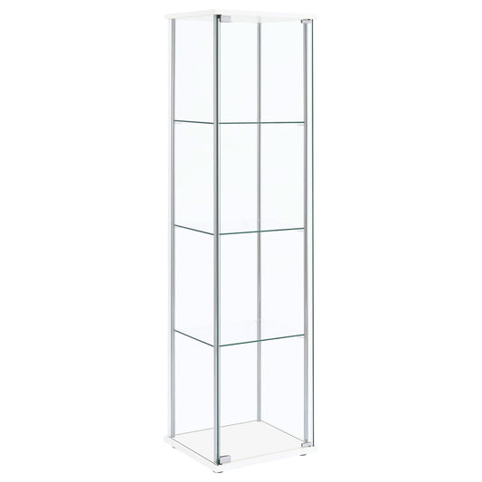 Bellatrix 4-shelf Clear Glass Curio Cabinet White - Walo Furniture 