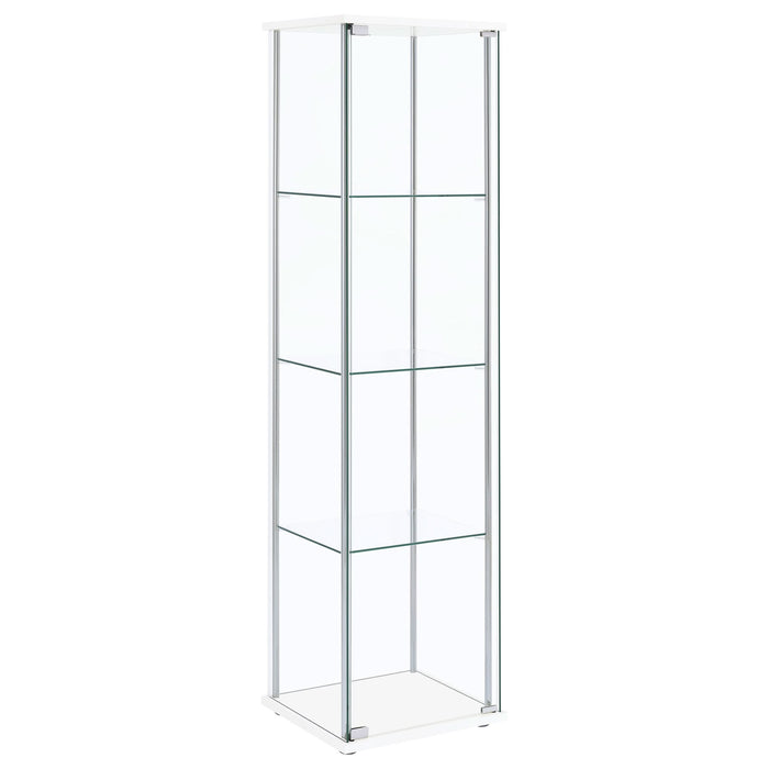 Bellatrix 4-shelf Clear Glass Curio Cabinet White - Walo Furniture 