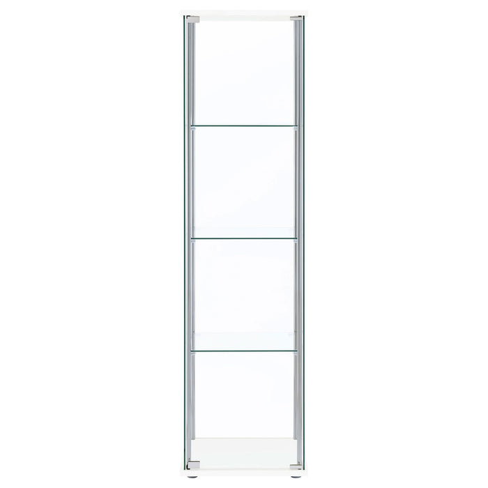 Bellatrix 4-shelf Clear Glass Curio Cabinet White - Walo Furniture 