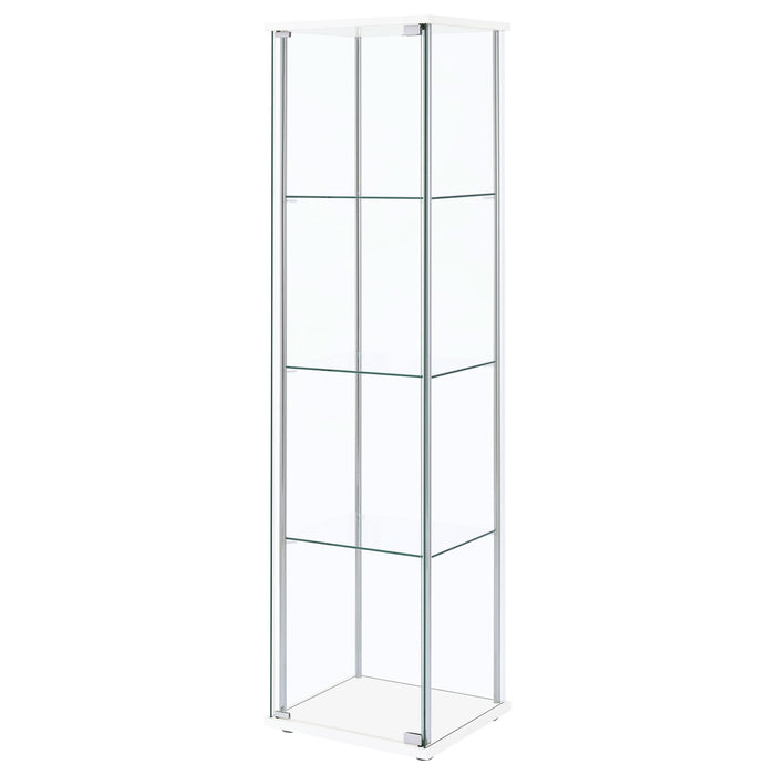 Bellatrix 4-shelf Clear Glass Curio Cabinet White - Walo Furniture 