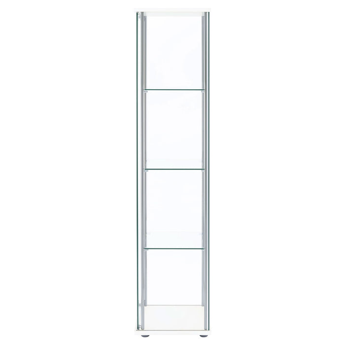 Bellatrix 4-shelf Clear Glass Curio Cabinet White - Walo Furniture 