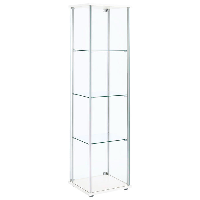 Bellatrix 4-shelf Clear Glass Curio Cabinet White - Walo Furniture 