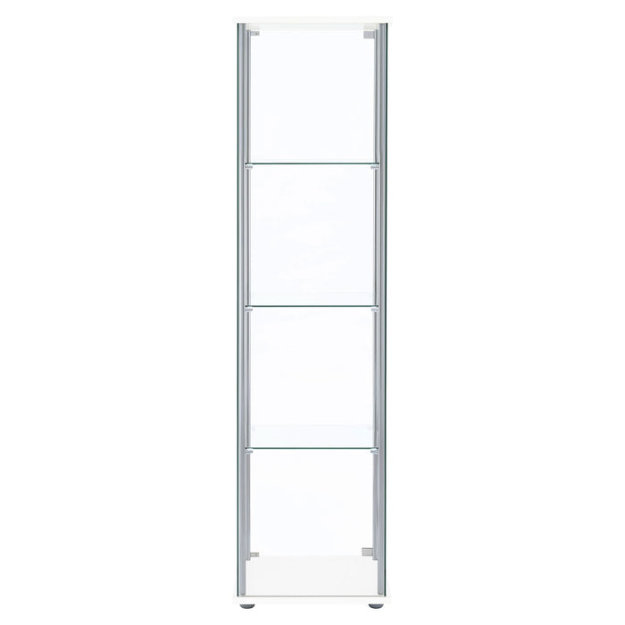 Bellatrix 4-shelf Clear Glass Curio Cabinet White - Walo Furniture 