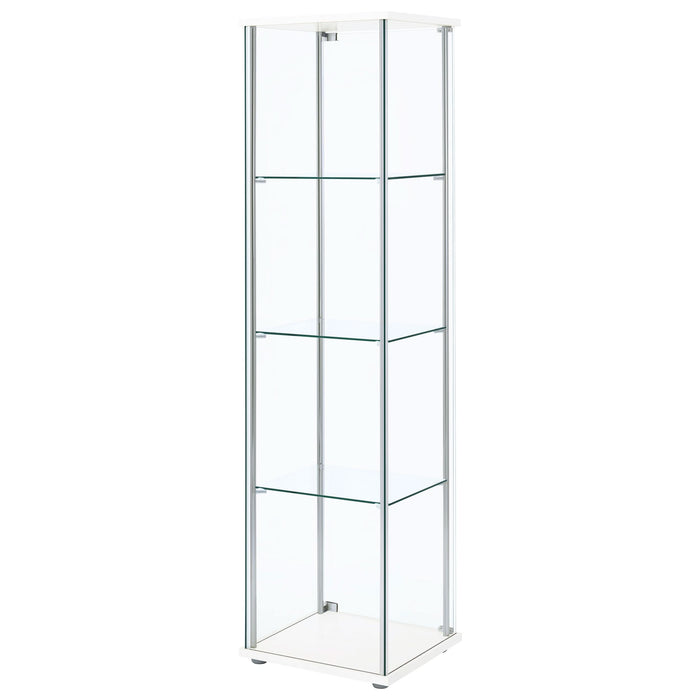 Bellatrix 4-shelf Clear Glass Curio Cabinet White - Walo Furniture 