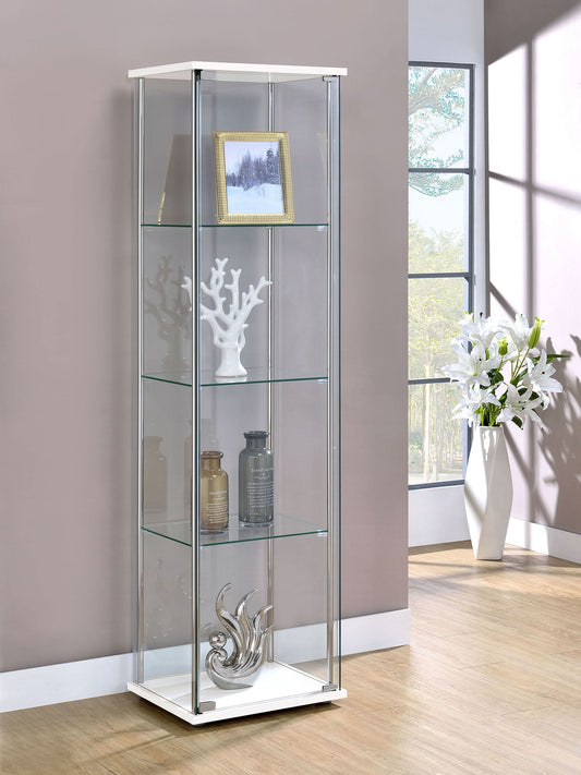 Bellatrix 4-shelf Clear Glass Curio Cabinet White - Walo Furniture 