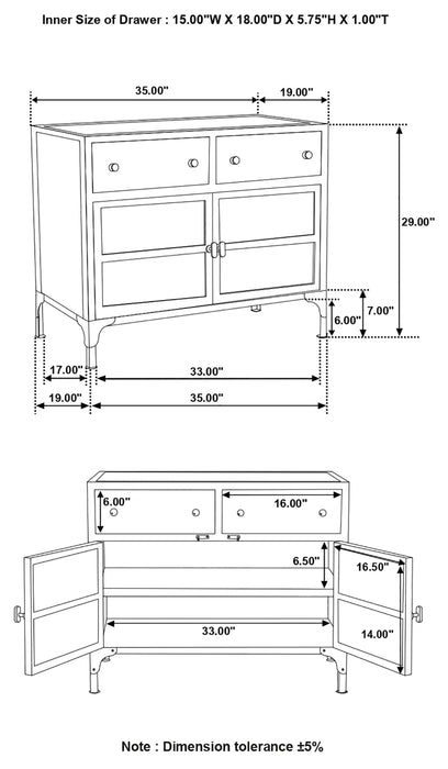 Sadler 2-drawer Metal Accent Storage Cabinet Matte Black