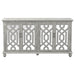 Melanie 4-door Wood Trellis Accent Cabinet Distressed White - Walo Furniture 