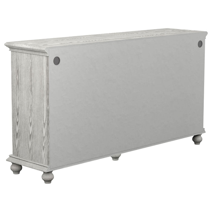 Melanie 4-door Wood Trellis Accent Cabinet Distressed White - Walo Furniture 