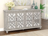 Melanie 4-door Wood Trellis Accent Cabinet Distressed White - Walo Furniture 