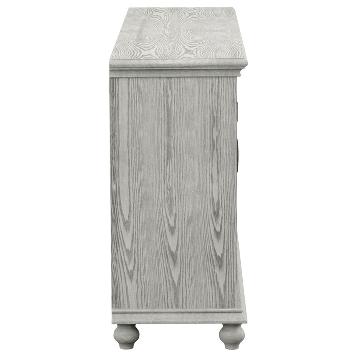 Melanie 4-door Wood Trellis Accent Cabinet Distressed White - Walo Furniture 