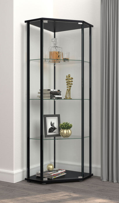 Zenobia 4-shelf Curio Cabinet Display Case Black - Walo Furniture 