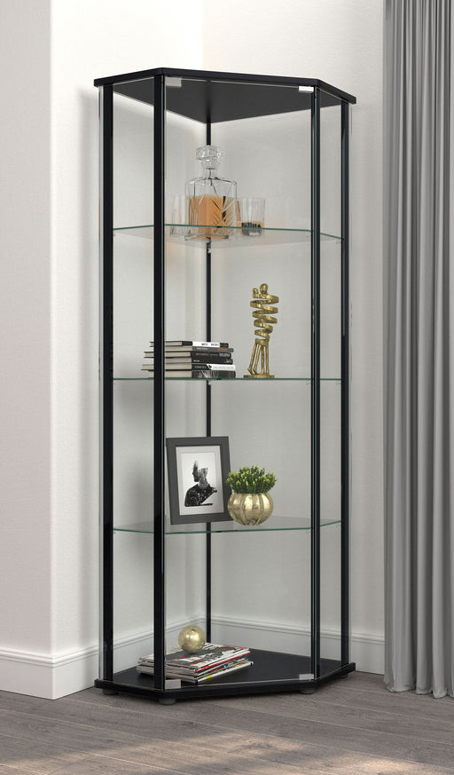 Zenobia 4-shelf Curio Cabinet Display Case Black - Walo Furniture 